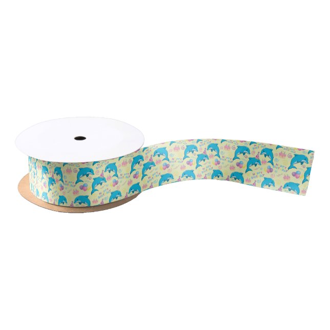 Lazo De Raso Dolphin Birthday Satin Ribbon in Yellow (Carrete)