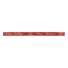 Lazo De Raso Dorado Feliz Navidad Script Calliation rojo