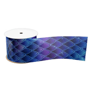 Lazo De Raso Dragón Iridescente de Fantasía Escamas Azules Purp