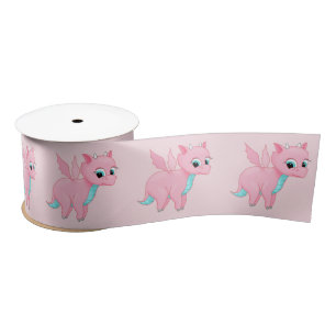 Lazo De Raso Dragón rosa de bebé pequeño