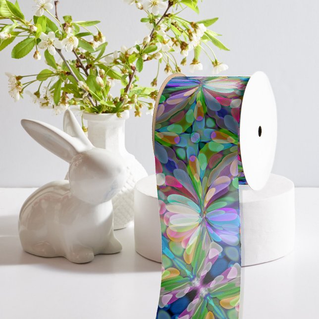 Lazo De Raso Dragonfly Wildflower Garden Abstract Floral (Subido por el creador)