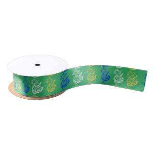 Lazo De Raso Dreides + Stars Satin Ribbon
