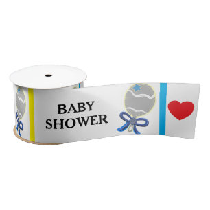 Lazo De Raso Ducha de bebé azul amarillo sonajeros