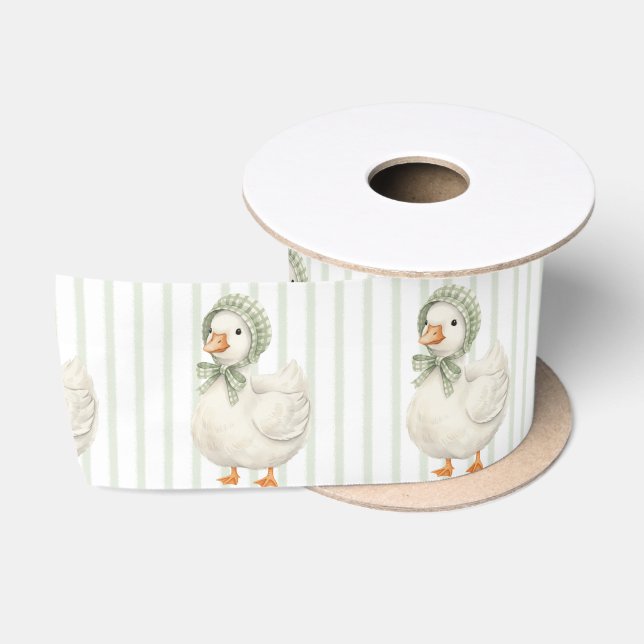 Lazo De Raso Ducha de bebé Boho Daisy Silly Goose Verde Salvia (Carrete)