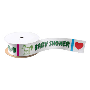 Lazo De Raso Ducha de Bebé Caballo Caprichoso Rosa Azul