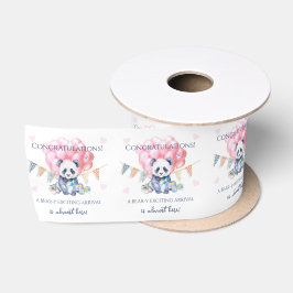 Lazo De Raso Ducha de bebé de panda con banderines y globos