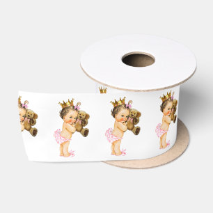 Lazo De Raso Ducha de Bebé de Princesa Bebé Niña Oso de Peluche