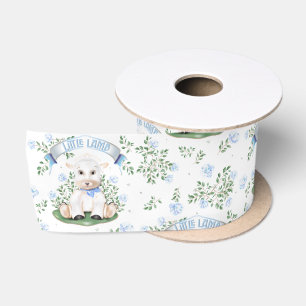 Lazo De Raso Ducha de bebé floral azul de cordero