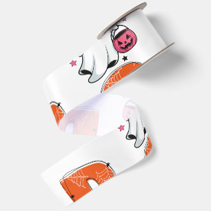 Lazo De Raso Dulce diseño de Halloween del fantasma Kawaii “Boo