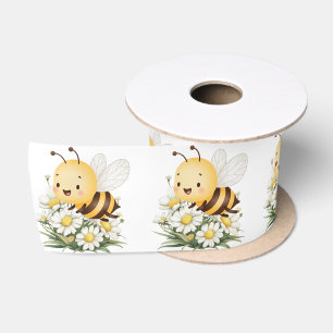 Lazo De Raso Dulce Floral Daisy Oh Bebé Abeja de Miel Shower de