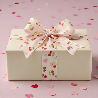 Lazo De Raso Dulce patrón de postre de cereza lindo Regalo dulc