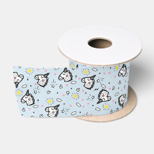 Lazo De Raso Dulce Patrón de Unicornio Azul Pastel Femenino Cap