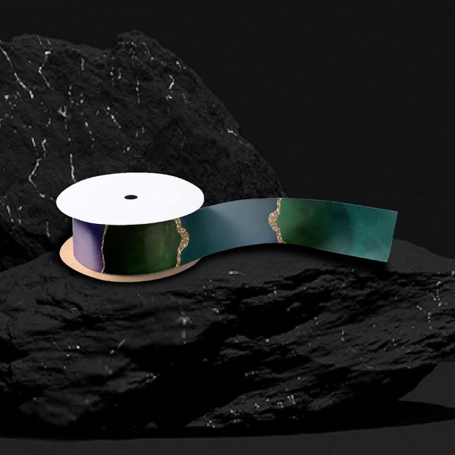 Lazo De Raso Edgy Agate | Moody Jewel Tone Mystic Verde azulado (Subido por el creador)
