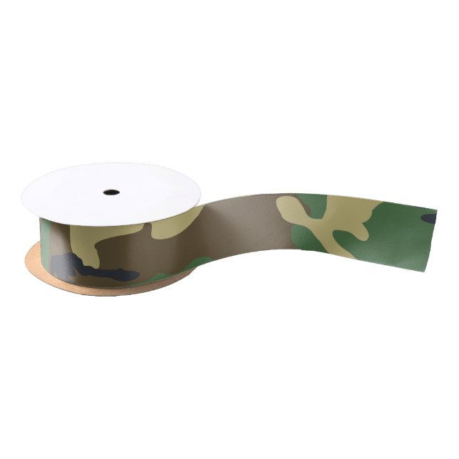 Lazo De Raso Ejército verde y marrón camuflado (Carrete)
