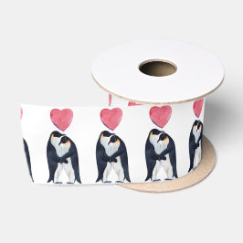 Lazo De Raso El día de San Valentín del Corazón Pingüino Empera