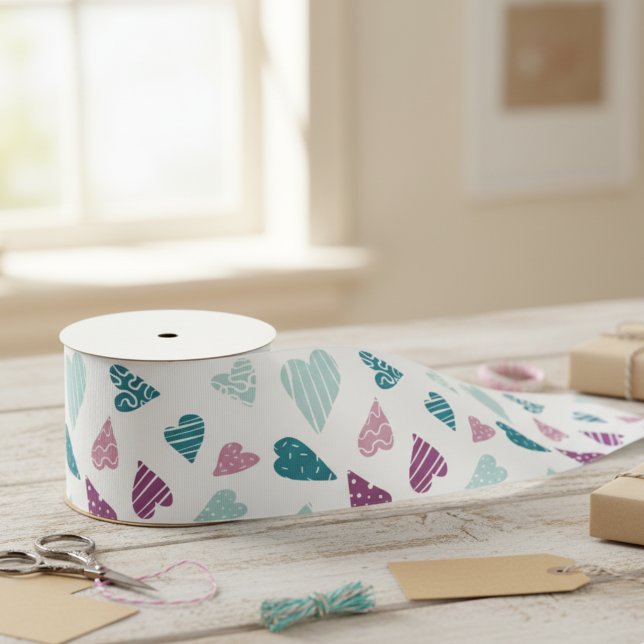 Lazo De Raso El día de San Valentín Rosa de Cute Hearts Doodle (Subido por el creador)