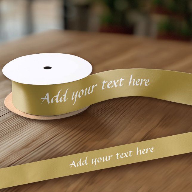 Lazo De Raso El oro crea el tuyo propio - Hazlo tu caligrafía (Custom Ribbon on a Roll - Personalize this ribbon with you text)