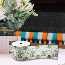 Lazo De Raso Elefante bebé boho, mono, patrón de bebé de león