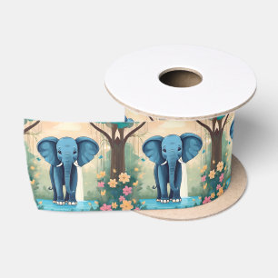 Lazo De Raso Elefante Bebé Whimsical Azul,