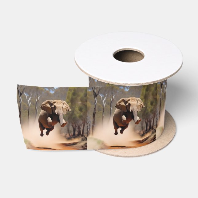 Lazo De Raso Elefante Feliz Saltando (Carrete)
