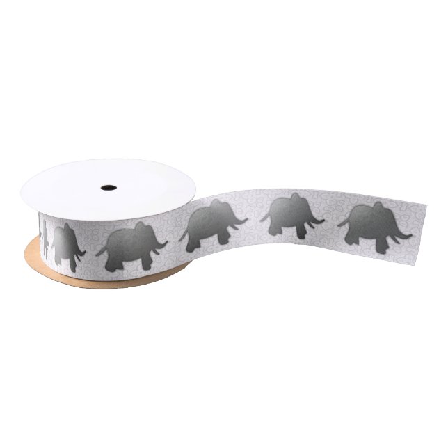 Lazo De Raso elefante plateado - blanco (Carrete)