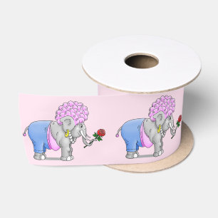 Lazo De Raso Elefante Romántico Adorable