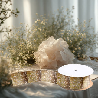 Lazo De Raso Elegancia Dorada Remolinos Motivos Florales Vibran