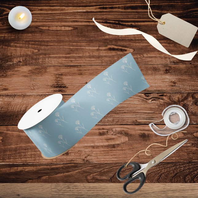 Lazo De Raso Elegant Dusty Blue Simple Flower  (Subido por el creador)