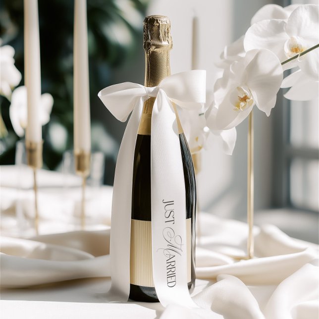 Lazo De Raso Elegant Just Married Single Inscription Wedding  (Please note: this ribbon features one single inscription only. It is not a repeating pattern.)