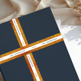 Lazo De Raso Elegant Shiny Gold White Sparkle Glitter Name Typo