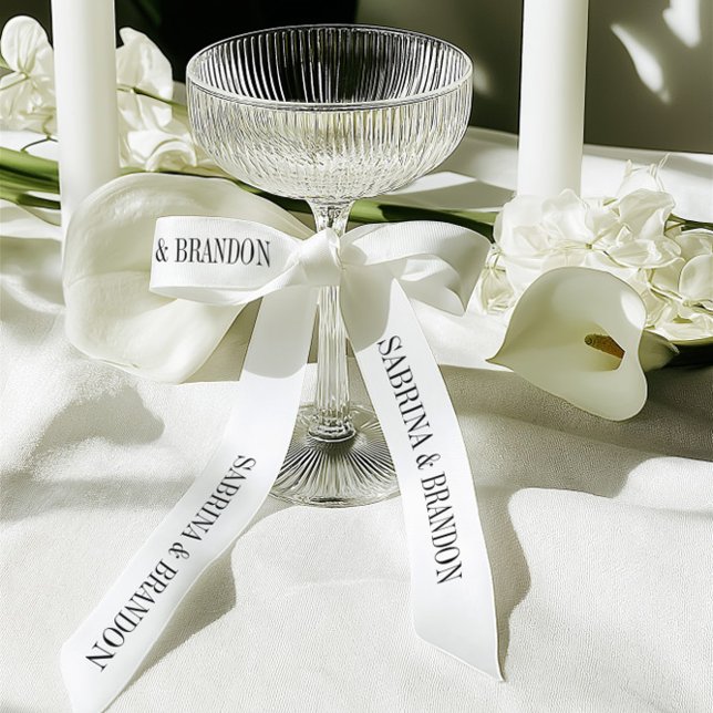 Lazo De Raso Elegant Wedding Custom Names Pattern (Elegant Wedding Custom Names Pattern Satin Ribbon)