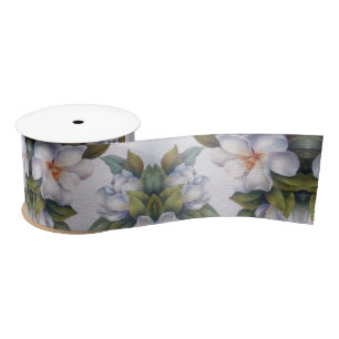 Lazo De Raso Elegante acuarela Magnolia blanca Envoltura de flo