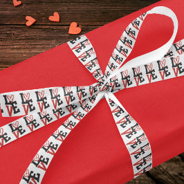 Lazo De Raso Elegante amor rojo y negro en blanco