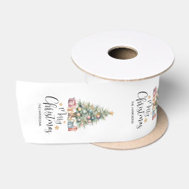 Lazo De Raso Elegante Árbol de Navidad acuarela y presentación