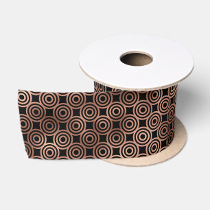 Lazo De Raso Elegante Arte Deco de Círculos Concéntricos en Oro