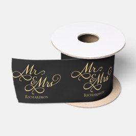 Lazo De Raso Elegante Boda Negra y Oro