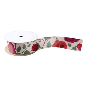 Lazo De Raso Elegante Boho Floral Wildflower Rojo