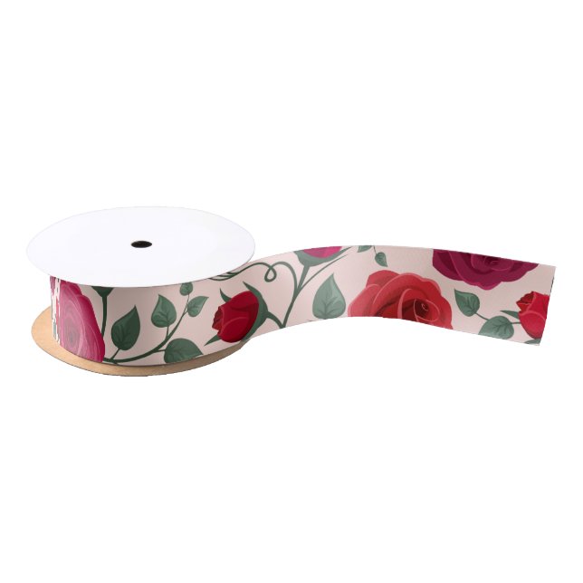 Lazo De Raso Elegante Boho Floral Wildflower Rojo (Carrete)