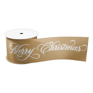 Lazo De Raso Elegante Caligrafía Navideña de Feliz Navidad en D