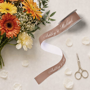 Lazo De Raso Elegante caligrafía simple para boda marrón