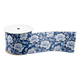 Lazo De Raso Elegante Chinoiserie azul Floral novia ducha