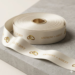 Lazo De Raso Elegante cinta de seda personalizada para boda en 