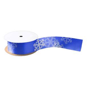 Lazo De Raso Elegante cobalto azul copos de nieve Navidades mod