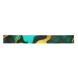 Lazo De Raso Elegante color verde oscuro dorado amarillo Faux M