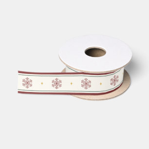 Lazo De Raso Elegante copo de nieve de Navidad rojo y verde