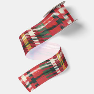 Lazo De Raso Elegante Cuadro Rojo Navidad Rústica Coordinada