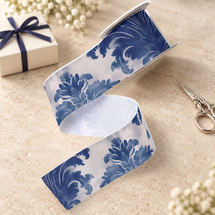 Lazo De Raso Elegante damasco Azul toile de jouy monograma