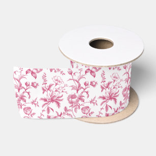 Lazo De Raso Elegante diseño floral de toile grandmillennial en