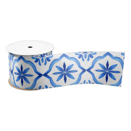 Lazo De Raso Elegante ducha de boda floral de chinoiserie azul