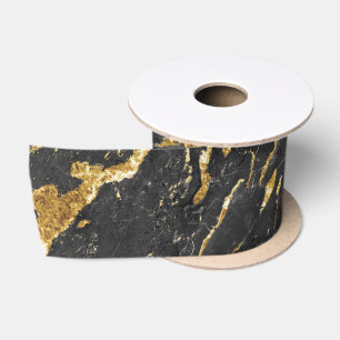 Lazo De Raso Elegante efecto de mármol de lujo negro y dorado d
